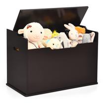 Baú de brinquedos Costzon Kids de madeira para armazenamento com assento de banco