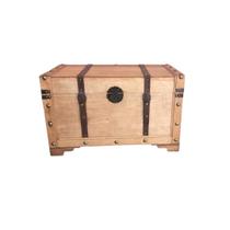 Baú de madeira e metal marrom 40x65x35,5cm