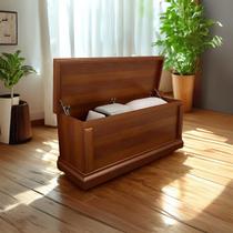 Baú de Madeira Maciça Pinus Taeda 1,25m Tipo Casal para Cama 1,40m Armazenamento Elegante, Resistente, Pronto para Uso