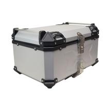 Bau de Moto Traseiro 60 Litros Universal Aluminio Anti-roubo Prata Cabem 2 Capacetes Bau de Moto Traseiro 60 Litros Universal Aluminio Anti-roubo Prata Cabem 2 Capacetes