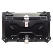 Bau de Moto Traseiro 65 Litros Universal Aluminio Anti-roubo Preto Cabem 2 Capacetes