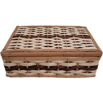 Baú de Palha de Vime Pequena com Tampa 30X20X09 - Cestas Decoração