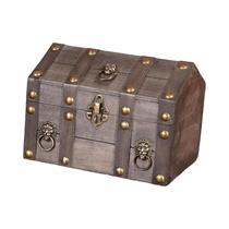 Baú De Tesouro Pirata Vintage Em Madeira Sólida Caixa De Trinquete Artesanal Para Armazenamento