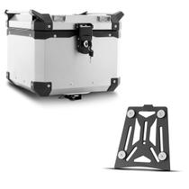 Baú e Base de Fixação Top Case 35 Litros Super Adventure Universal Moto Acessório Armazenamento Viagem Aventura Transporte