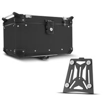 Baú e Base de Fixação Top Case 48 Litros Super Adventure Universal Moto Acessório Armazenamento Viagem Aventura Transporte Segurança