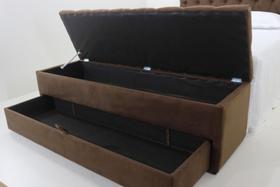 Baú e Gaveta 120x40x45cm Marrom (Veludo Suede Liso) Perfeito para o Seus Calçados e Jogo de Cama