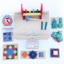 Baú em MDf com 10 brinquedos Pedagógicos - Zaramela