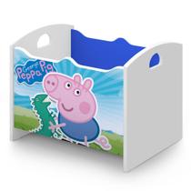 Baú George Organizador Infantil Azul Branco Acetinado Baú George Organizador Infantil Azul Branco Acetinado