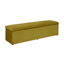 Baú Helena 100Cm Calçadeira Estofada Suede Amarelo