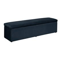 Baú Helena 100Cm Calçadeira Estofada Suede Azul Marinho