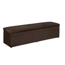 Baú Helena 100Cm Calçadeira Estofada Suede Marrom Escuro
