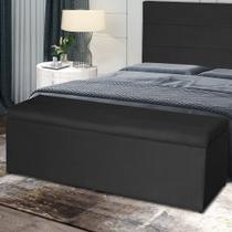 Baú Helena 100Cm Calçadeira Estofada Suede Preto
