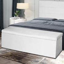 Baú Helena 120Cm Calçadeira Estofada Suede Branco