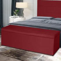 Baú Helena 158Cm Calçadeira Estofada Suede Vermelho