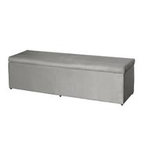 Baú Helena 193Cm Calçadeira Estofada Suede Bege Claro