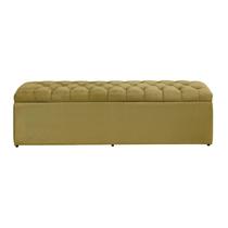 Baú Imperatriz 100Cm Calçadeira Estofada Suede Amarelo