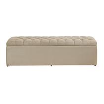Baú Imperatriz 100Cm Calçadeira Estofada Suede Bege