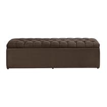 Baú Imperatriz 100Cm Calçadeira Estofada Suede Marrom Claro