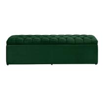 Baú Imperatriz 100Cm Calçadeira Estofada Suede Verde Militar