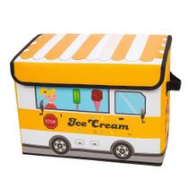 Bau infantil caixa organizadora de brinquedos urso livro roupa multiuso onibus puff porta treco branco