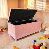 Baú Infantil Kemily divã Recamier 90cm Tecido Boucle Rosê Baú Infantil Kemily divã Recamier 90cm Tecido Boucle Rosê