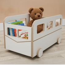 Baú Infantil Organizador em MDF com Rodinhas Porta Brinquedos e Livros Design Combi