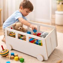 Baú Infantil Organizador para Brinquedo com Rodinha - Ônibus Baú Infantil Organizador para Brinquedo com Rodinha - Ônibus
