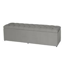 Baú Jade 100Cm Calçadeira Estofada Suede Bege Claro