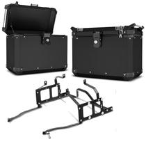 Baú Lateral Roncar Preto + Suporte Tiger 800 Baú Lateral Roncar Preto + Suporte Tiger 800