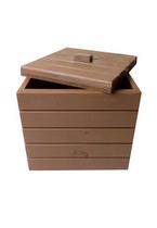 Baú Madeira Rústico Não é Segredo Marrom Rodinha 40x44