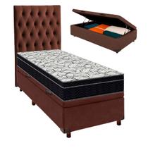 Bau Marrom Veludo Com Colchão Solteiro Airtech150 Ortobom+Cabeceira Bau Marrom Veludo Com Colchão Solteiro Airtech150 Ortobom+Cabeceira