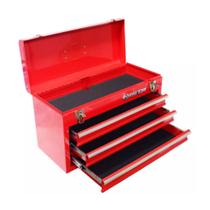 Baú Metálico com 3 gavetas e com tampa superior (Vermelho) - King Tony