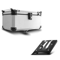 Baú Moto Alumínio Top Case 56 Litros + Base de Fixação Super Adventure Tiger 800 2014 À 2018 Baú Moto Alumínio Top Case 56 Litros + Base de Fixação Super Adventure Tiger 800 2014 À 2018