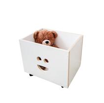 Baú para Brinquedos Infantil com Rodinhas 360º Organizador Branco de MDF Montessori - Sorriso 40x34 cm
