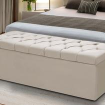 Baú Para Quarto Cama Box Madeira Estofado Casal
