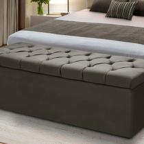 Baú Para Quarto Cama Box Madeira Estofado Casal