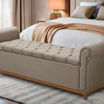 Baú Para Quarto Cama Box Queen Size Grécia Madeira Estofado