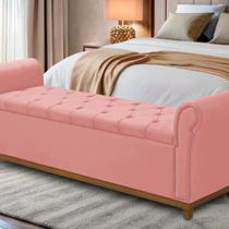 Baú Para Quarto Cama Box Queen Size Grécia Madeira Estofado