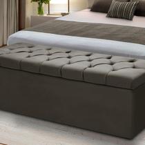 Baú Para Quarto Cama Box Queen Size Madeira Estofado