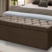Baú Para Quarto Cama Box Queen Size Madeira Estofado