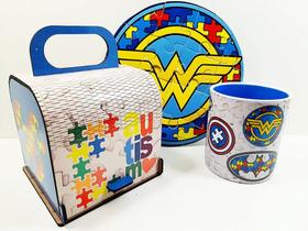 Baú Presente Heróis com caneca e Quebra-cabeça - Coleção TEA & Amor