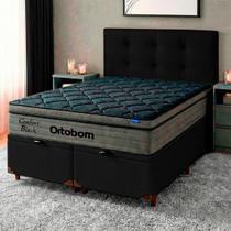 Baú Preto Com Cabeceira + Colchão King Confort Black Ortobom