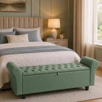 Baú Puff Banqueta Recamier Divã Paris Organizador Capitonê 130 cm Cama Casal Tecido Linho Premium Estrutura em Madeira Baú Puff Banqueta Recamier Divã Paris Organizador Capitonê 130 cm Cama Casal Tecido Linho Premium Estrutura em Madeira