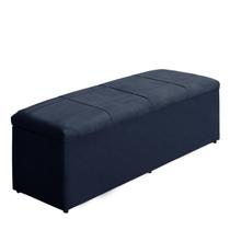 Baú Raissa 138Cm Calçadeira Estofada Suede Azul Marinho