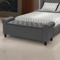 Baú Recamier Banquinho Divã Paris 130cm P/ Camas Casal Cor Cinza