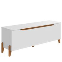 Baú Recamier Cama Box Casal Quarto Multifuncional Guarda Volumes Multiuso Montessoriano Brinquedos Pés em Madeira Maciça Decoração Lua - Branco