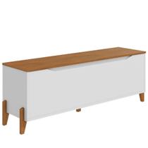 Baú Recamier Cama Box Casal Quarto Multifuncional Guarda Volumes Multiuso Montessoriano Brinquedos Pés em Madeira Maciça Decoração Lua - Branco/Cedro - CASA D