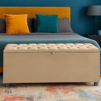 Baú Recamier Cor Areia Sara Com Capitonê 190cm Para Cama King - Lv Baú Recamier Cor Areia Sara Com Capitonê 190cm Para Cama King - Lv
