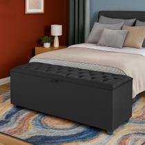 Baú Recamier Cor Cinza Sara Com Capitonê 190cm Para Cama King - Lv Baú Recamier Cor Cinza Sara Com Capitonê 190cm Para Cama King - Lv