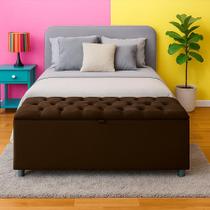 Baú Recamier Cor Marrom Sara Com Capitonê 150cm Para Camas Queen - LV